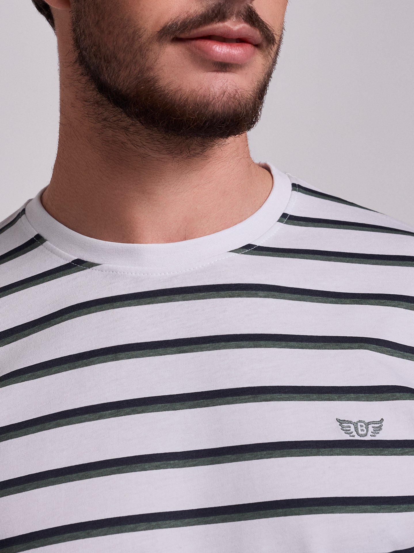 WHITE COTTON T-SHIRT SHORT SLEEVES REGULAR FIT MR. BLUE