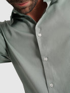CAMISA ALGODÓN VERDE MANGA LARGA SLIM FIT MR. AZUL