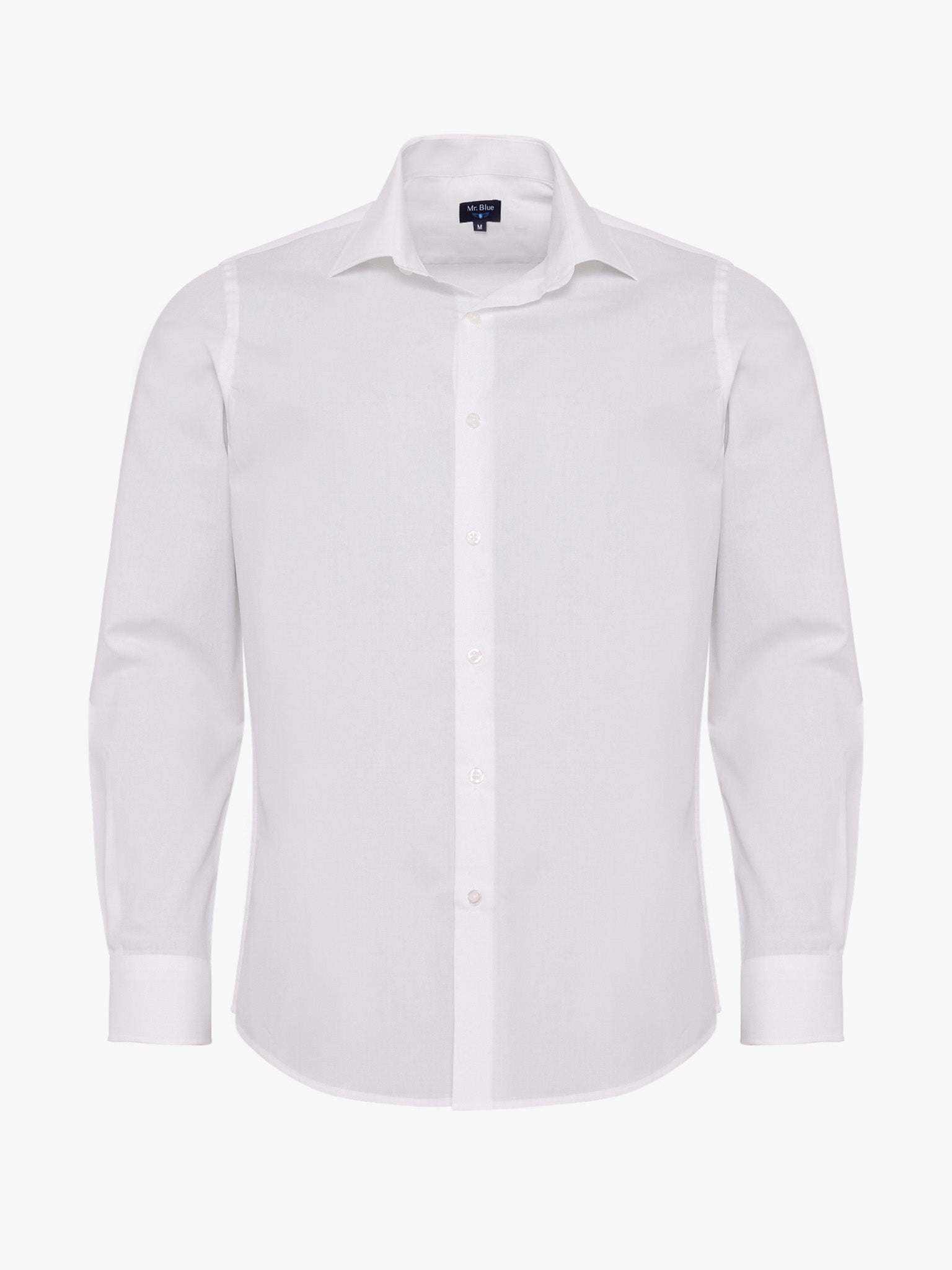 CAMISA MR SLIM FIT DE ALGODÓN BLANCO MANGA LARGA. AZUL
