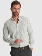 CAMISA ALGODÓN VERDE MANGA LARGA REGULAR FIT MR. AZUL