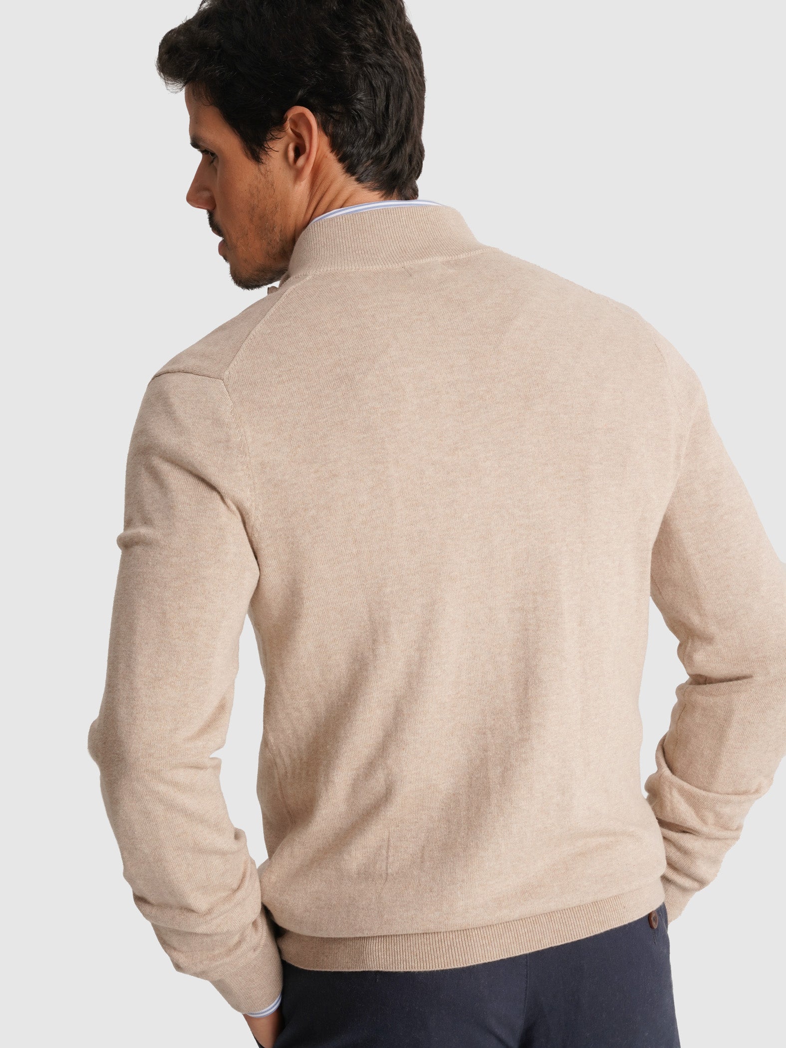 PULLOVER ALGODÃO BEGE MANGA COMPRIDA REGULAR FIT MR. BLUE