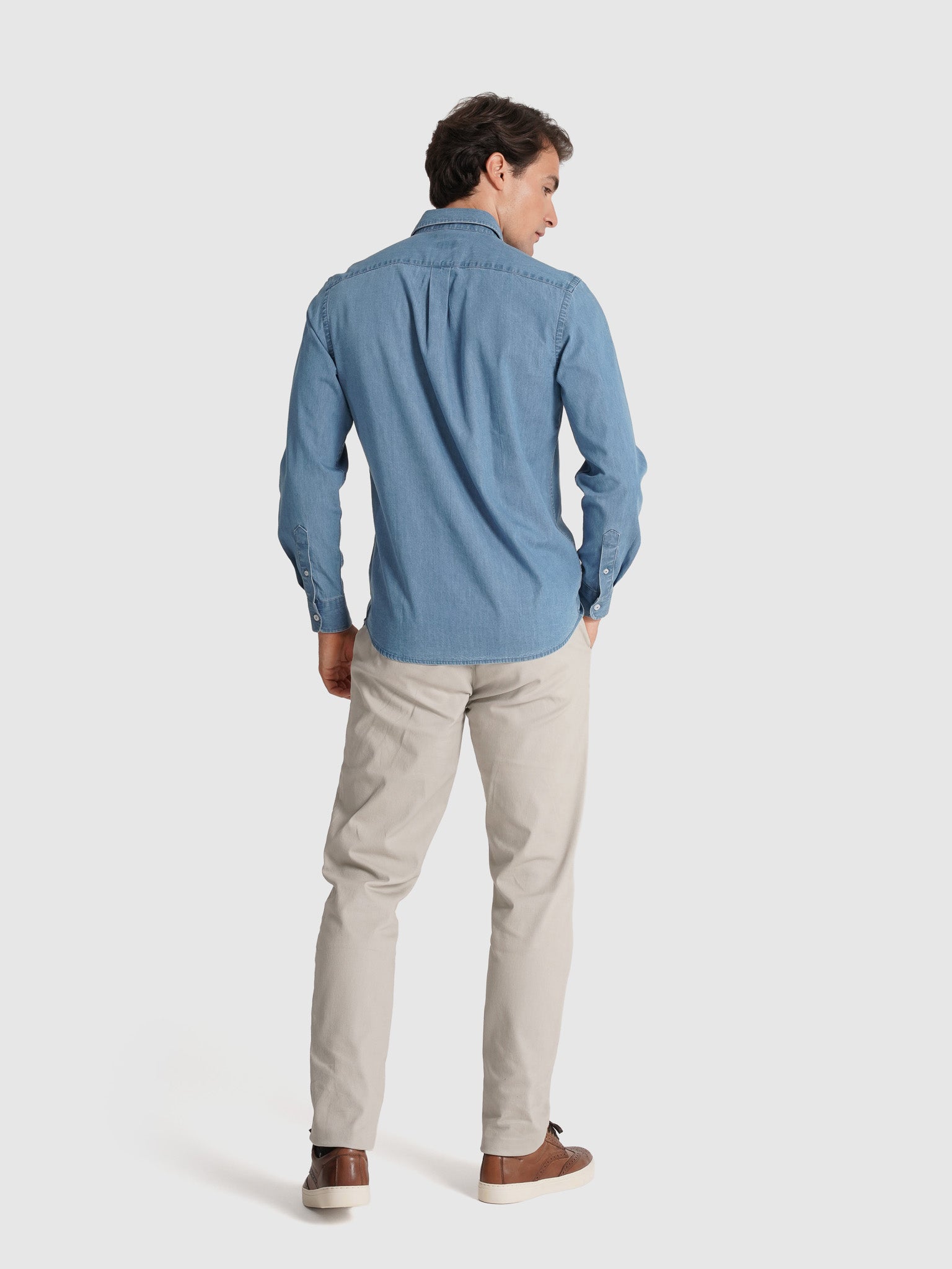 CAMISA ALGODÓN AZUL MANGA LARGA SASTRERÍA MR. AZUL