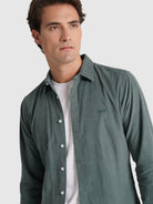 CAMISA BOMBAZINE VERDE MANGA LARGA AJUSTE SASTRERÍA MR. AZUL