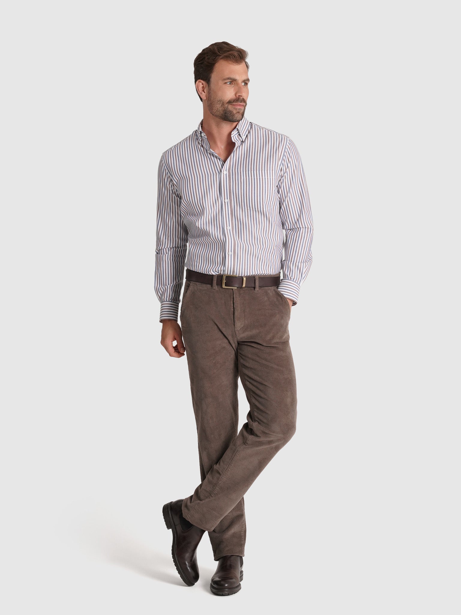 CAMISA ALGODÓN BLANCA MANGA LARGA REGULAR FIT MR. AZUL