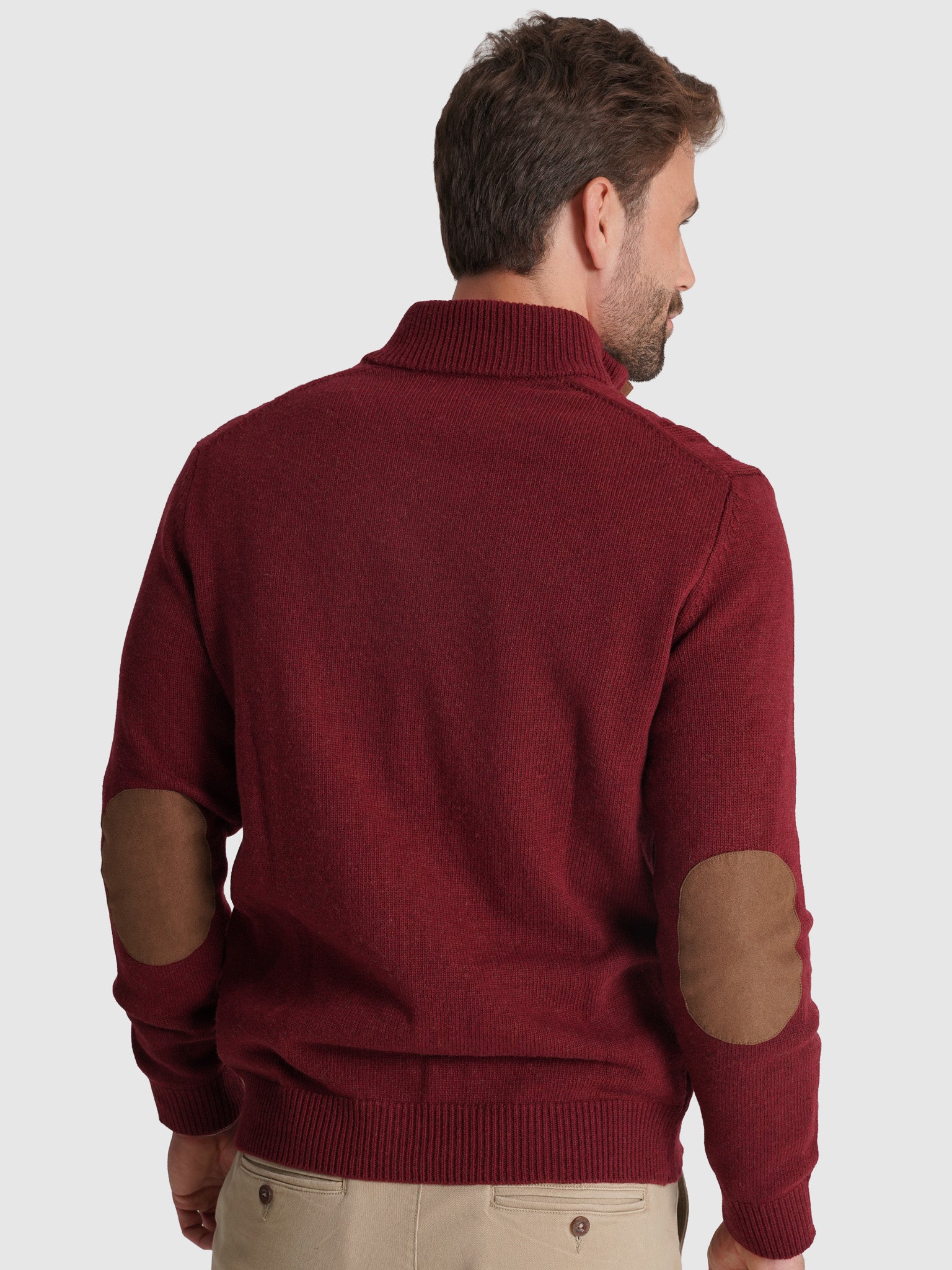 JERSEY DE LANA BURDEOS CON CODERAS MR REGULAR FIT. AZUL
