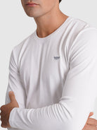 CAMISETA DE ALGODÓN BLANCA MANGA LARGA REGULAR FIT MR. AZUL