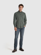 CAMISA ALGODÓN VERDE MANGA LARGA REGULAR FIT MR. AZUL