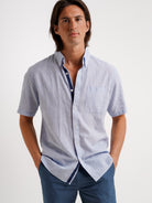 BLUE LINEN SHIRT SHORT SLEEVE REGULAR FIT MR. BLUE