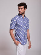 BLUE COTTON SHIRT SHORT SLEEVE REGULAR FIT MR. BLUE