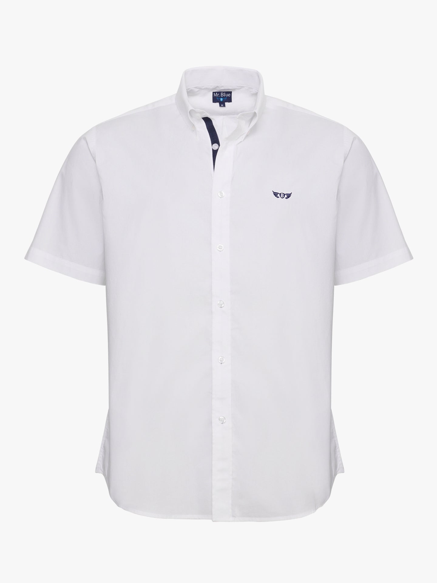 CAMISA ALGODÃO BRANCA MANGA CURTA REGULAR FIT MR. BLUE