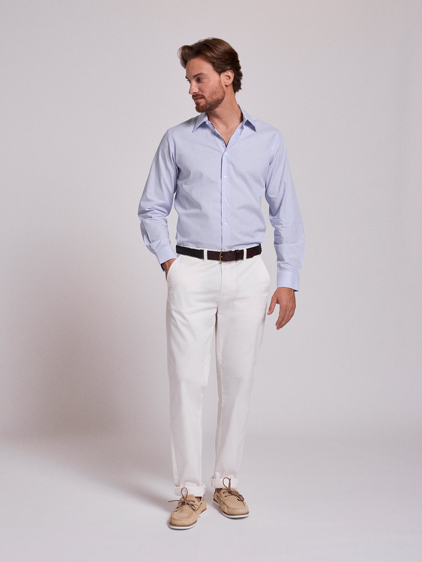 CAMISA ALGODÓN AZUL MANGA LARGA SLIM FIT MR. AZUL