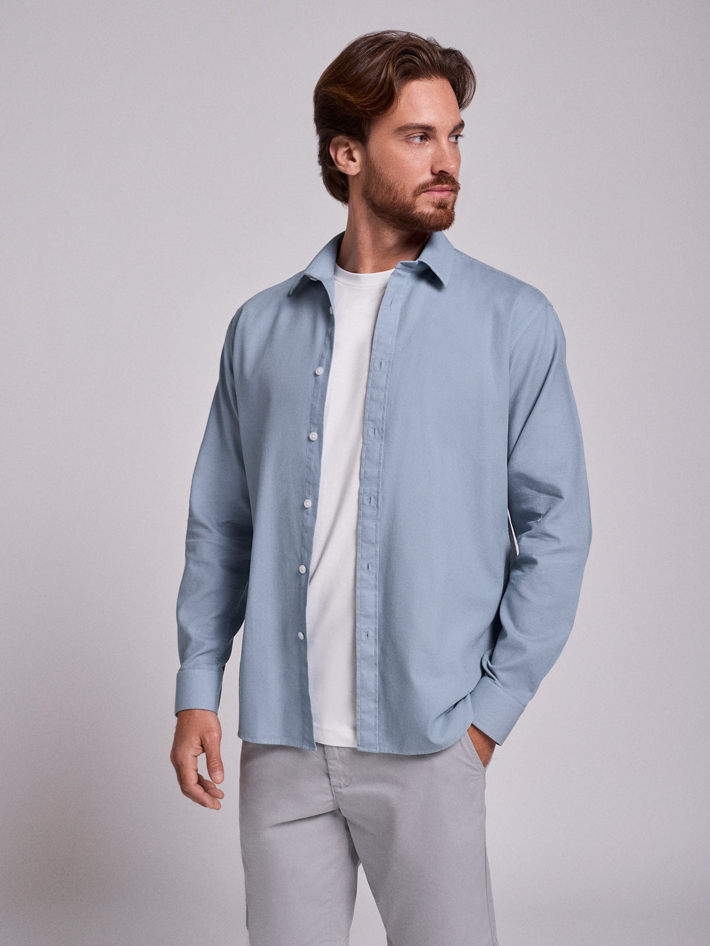 BLUE COTTON SHIRT LONG SLEEVE REGULAR FIT MR. BLUE