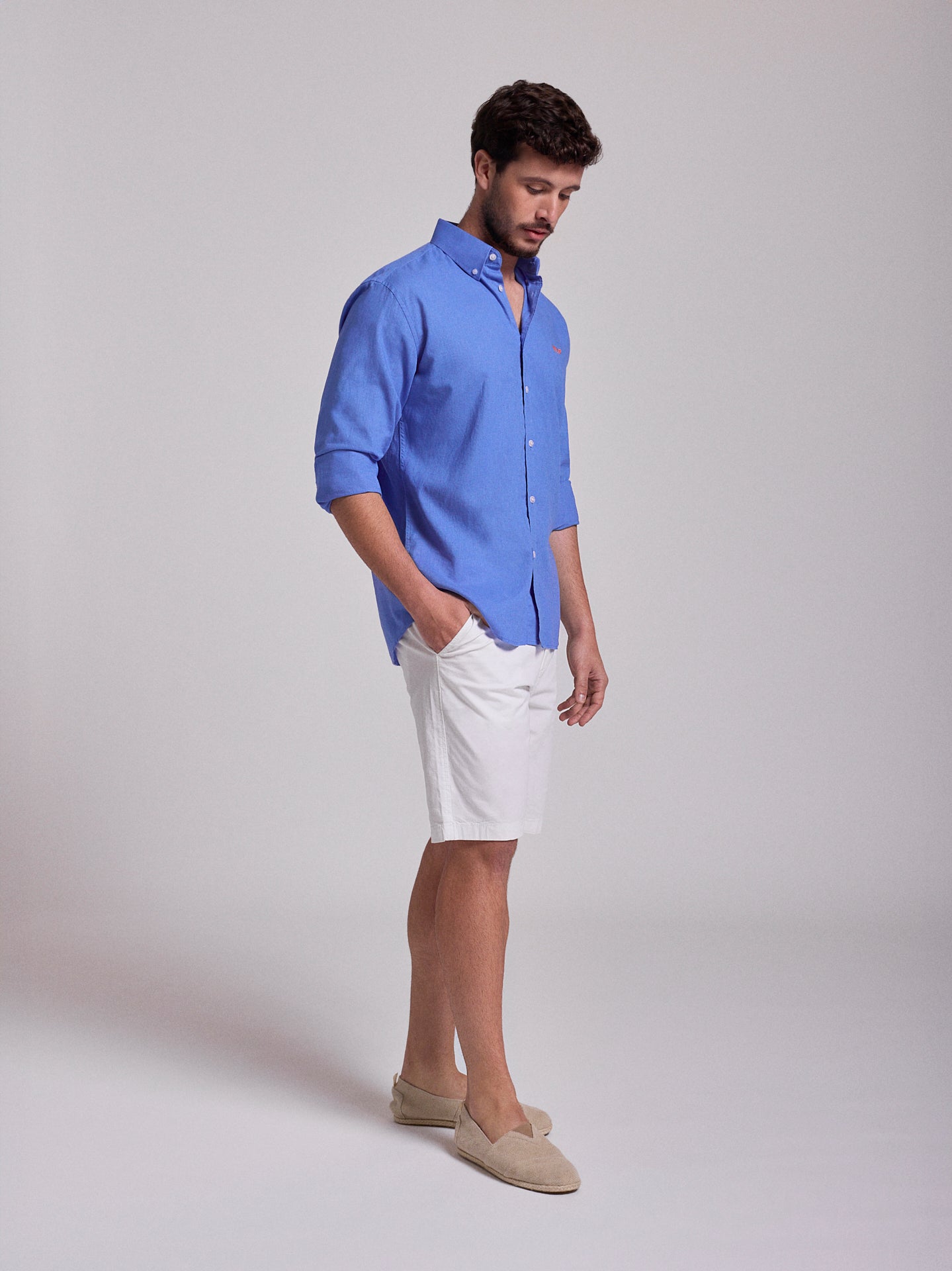 CAMISA LINO AZUL MANGA LARGA REGULAR FIT MR. AZUL