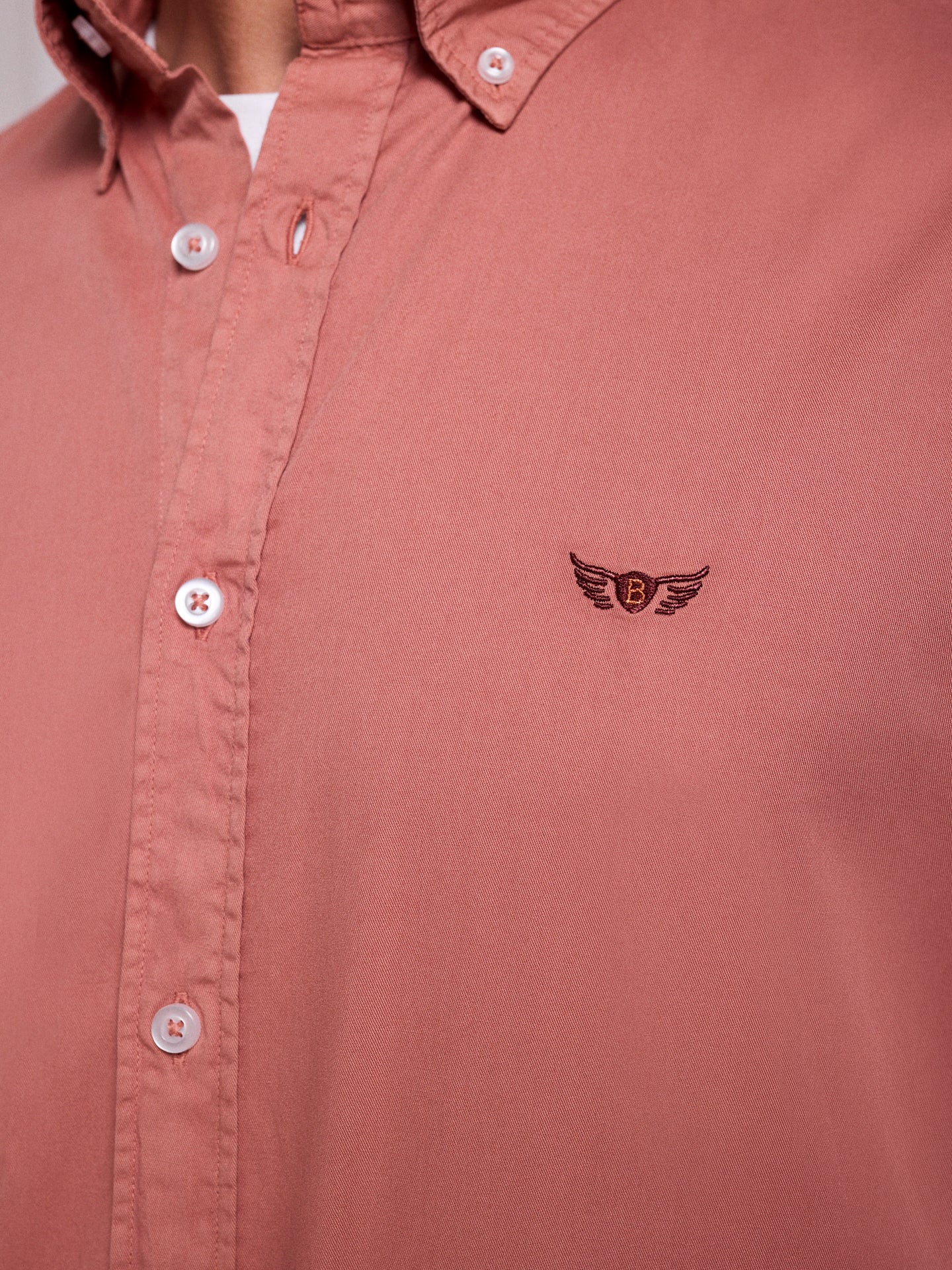 CAMISA ALGODÓN ROJA MANGA LARGA REGULAR FIT MR. AZUL