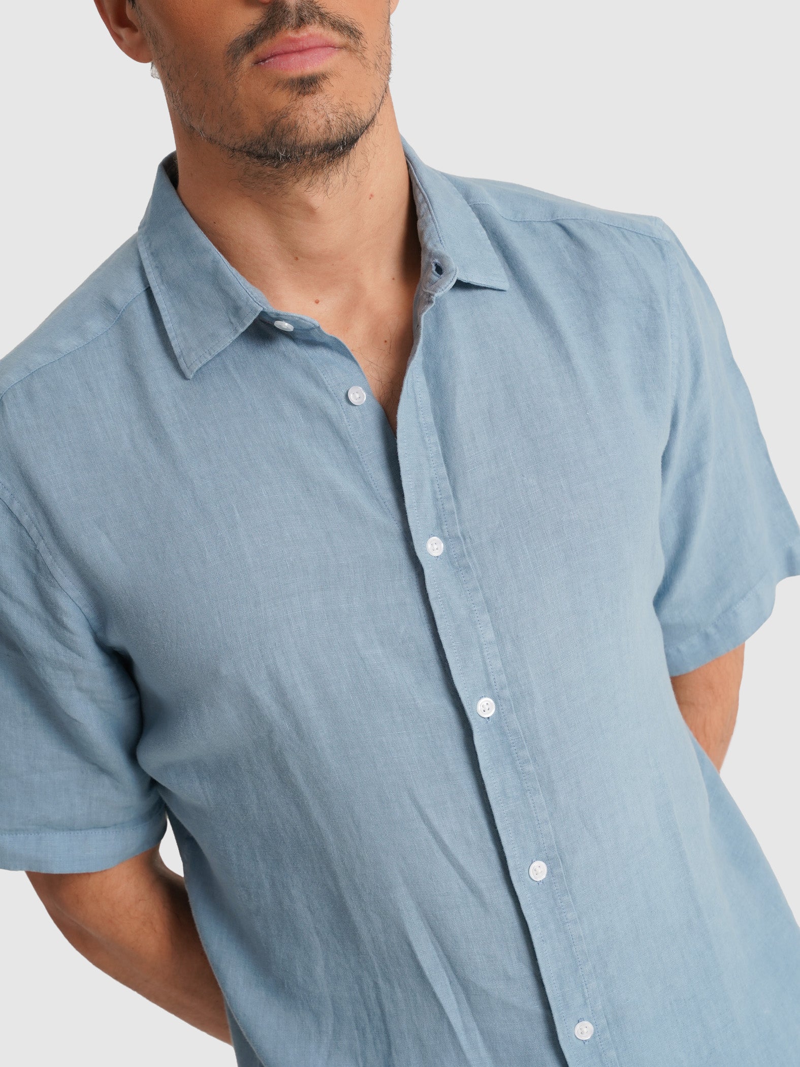 CAMISA AZUL MANGA CURTA TAILORED FIT MARK BELLUCCI