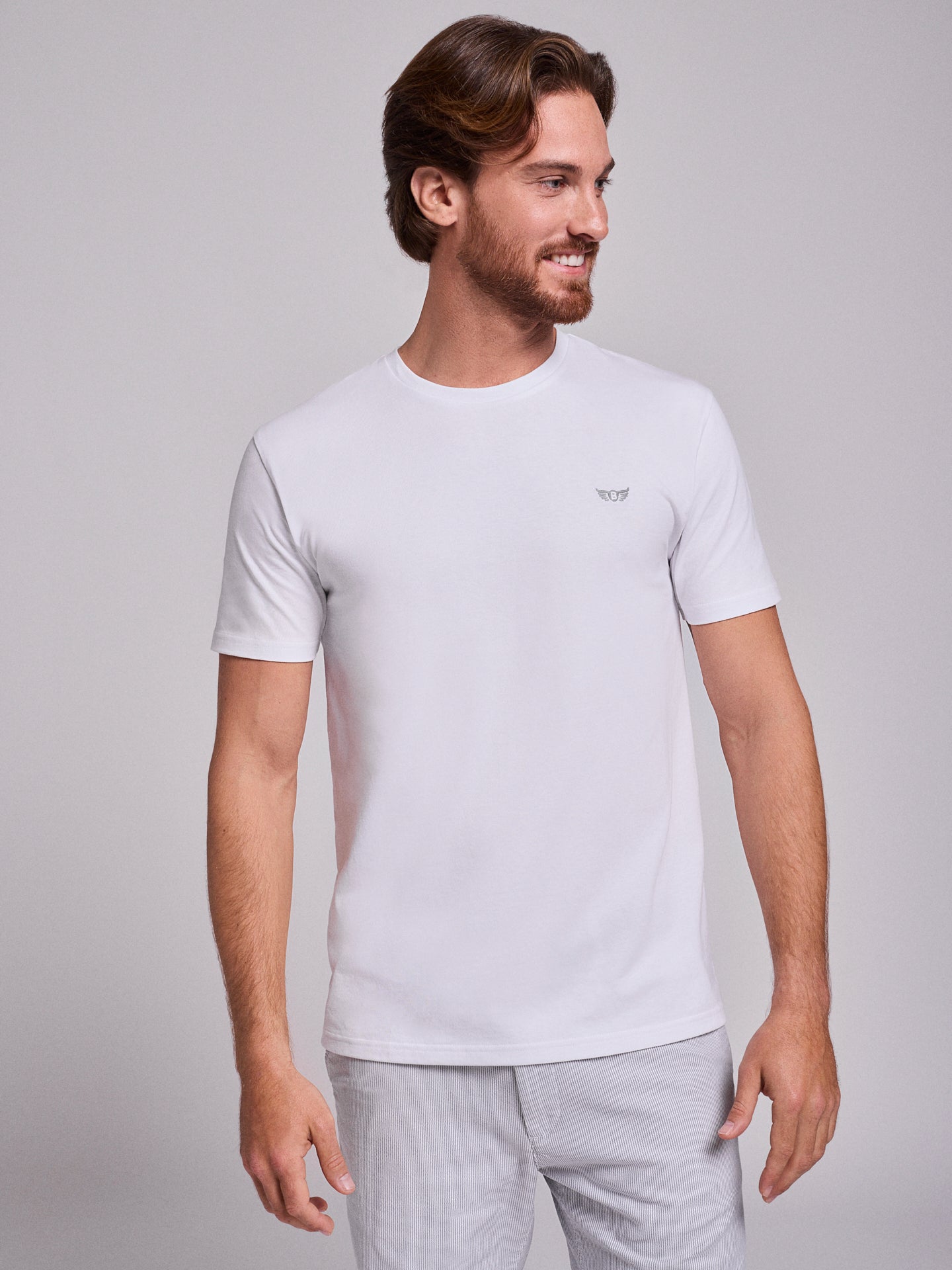 CAMISETA DE ALGODÓN BLANCA MANGA CORTA REGULAR FIT MR. AZUL