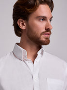 WHITE LINEN SHIRT SHORT SLEEVE REGULAR FIT MR. BLUE