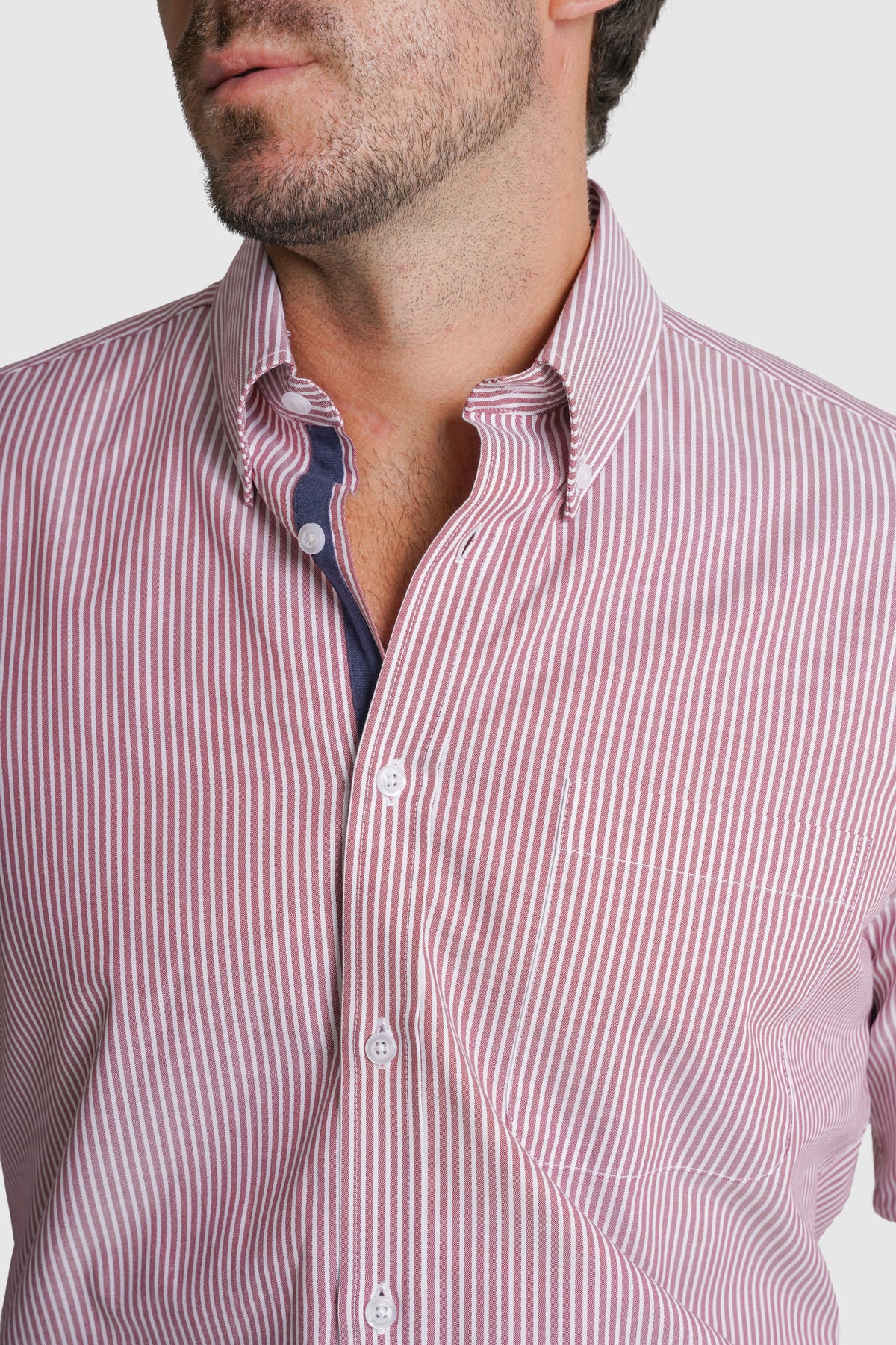 CAMISA ALGODÃO REGULAR FIT VERMELHA RISCAS MR. BLUE