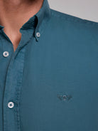 CAMISA ALGODÓN VERDE MANGA CORTA REGULAR FIT MR. AZUL