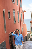 TAILORED FIT LONG SLEEVE BLUE SHIRT MARK BELLUCCI
