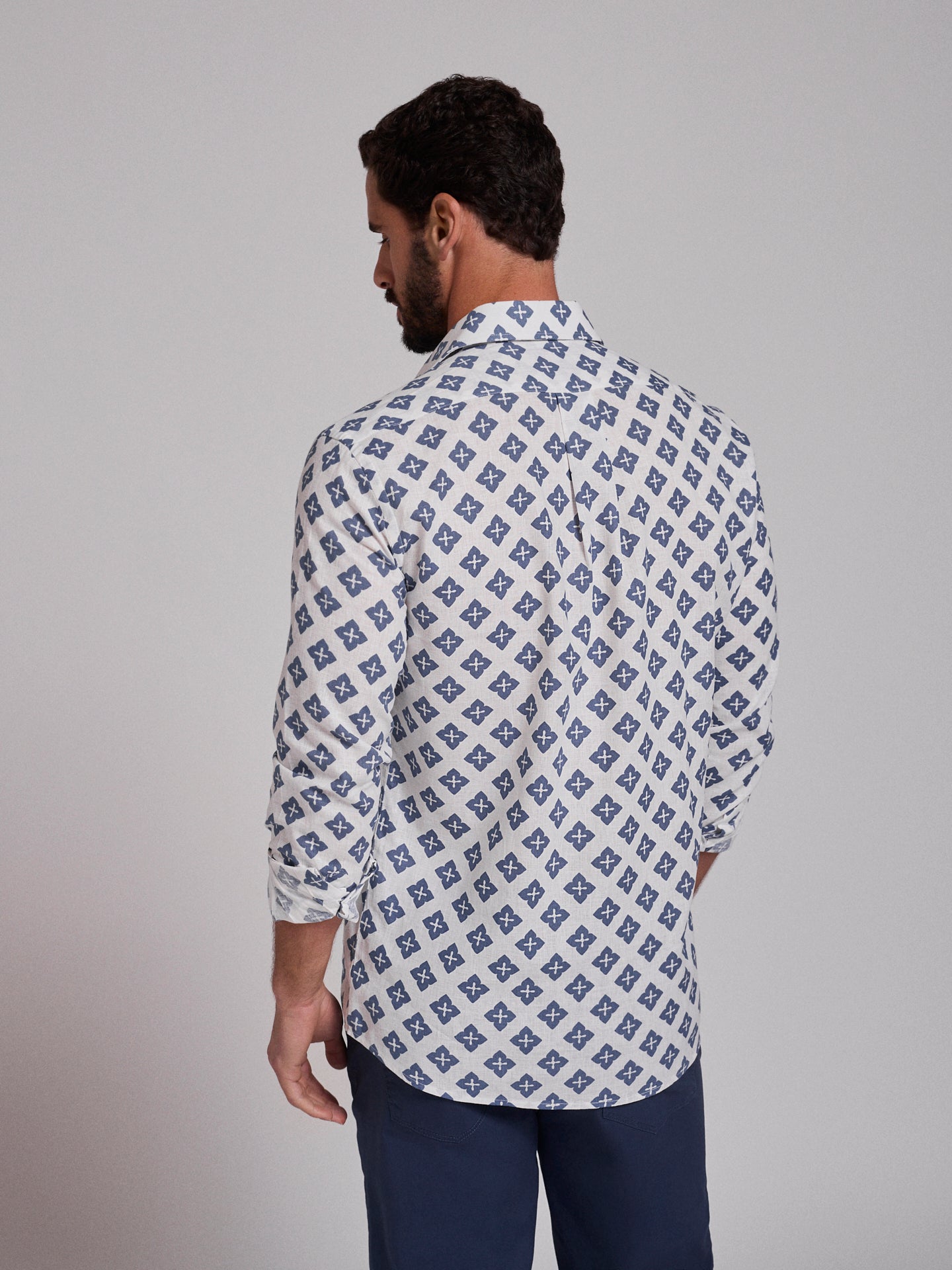 CAMISA LINHO AZUL MANGA COMPRIDA REGULAR FIT MR. BLUE