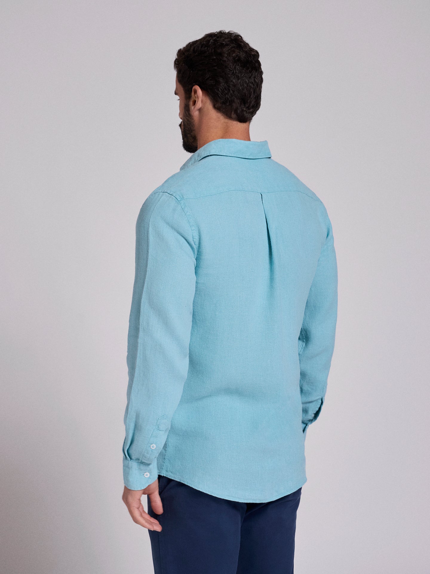 CAMISA LINHO AZUL MANGA COMPRIDA TAILORED FIT MARK BELLUCCI