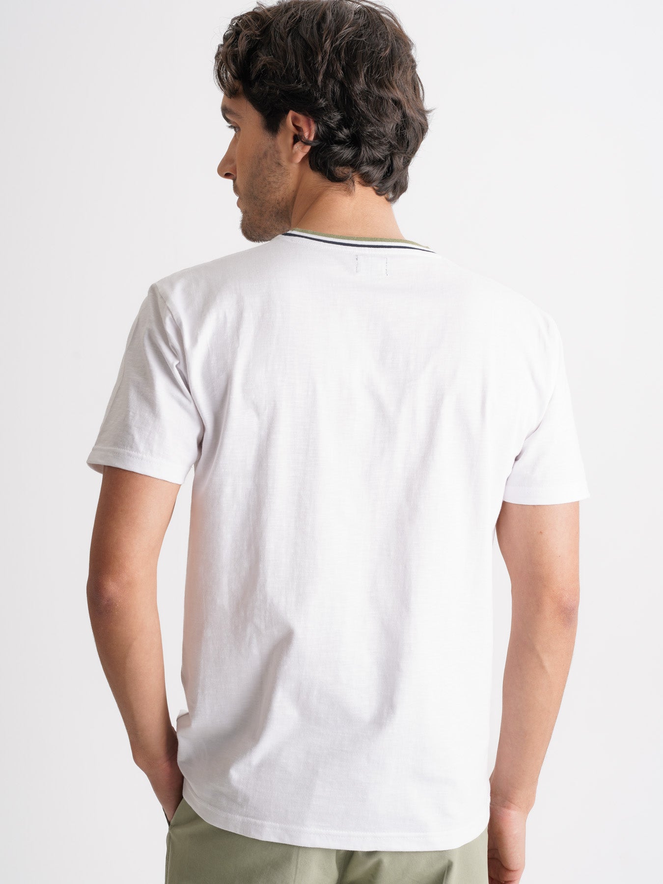 WHITE COTTON T-SHIRT SHORT SLEEVES REGULAR FIT MR. BLUE