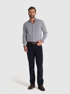 Camisa Algodão Azul Manga Comprida Slim Fit Mr. Blue