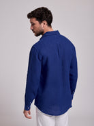 CAMISA LINO AZUL MANGA LARGA SASTRERÍA MARK BELLUCCI