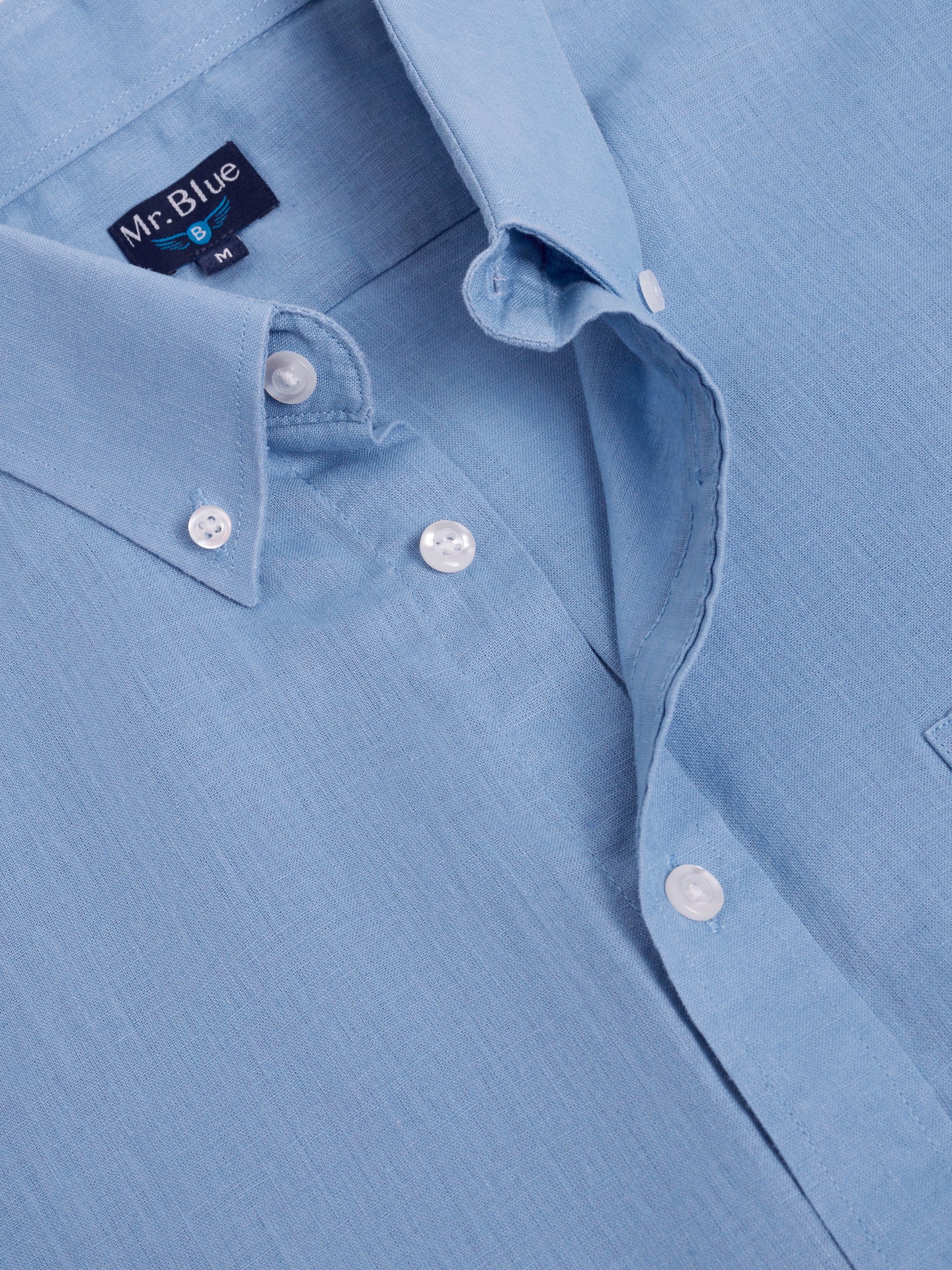 BLUE LINEN SHIRT LONG SLEEVE REGULAR FIT MR. BLUE
