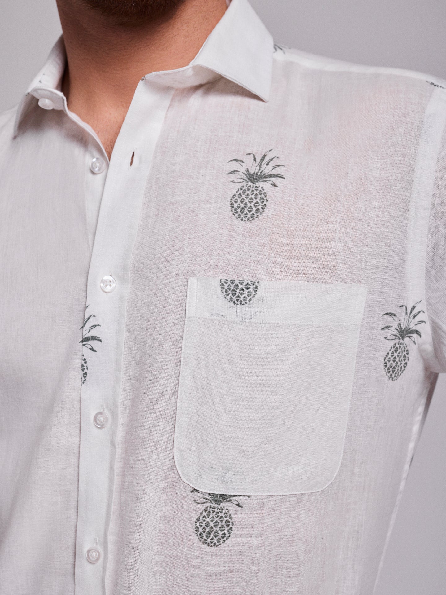 GREEN LINEN SHIRT SHORT SLEEVE REGULAR FIT MR. BLUE