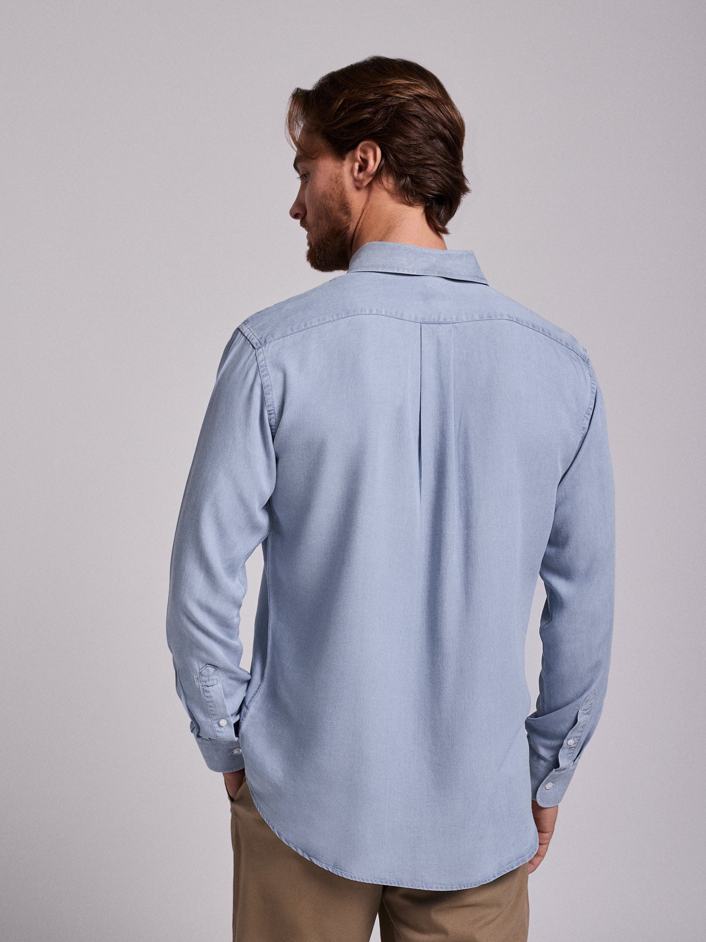CAMISA ALGODÓN AZUL MANGA LARGA REGULAR FIT MR. AZUL