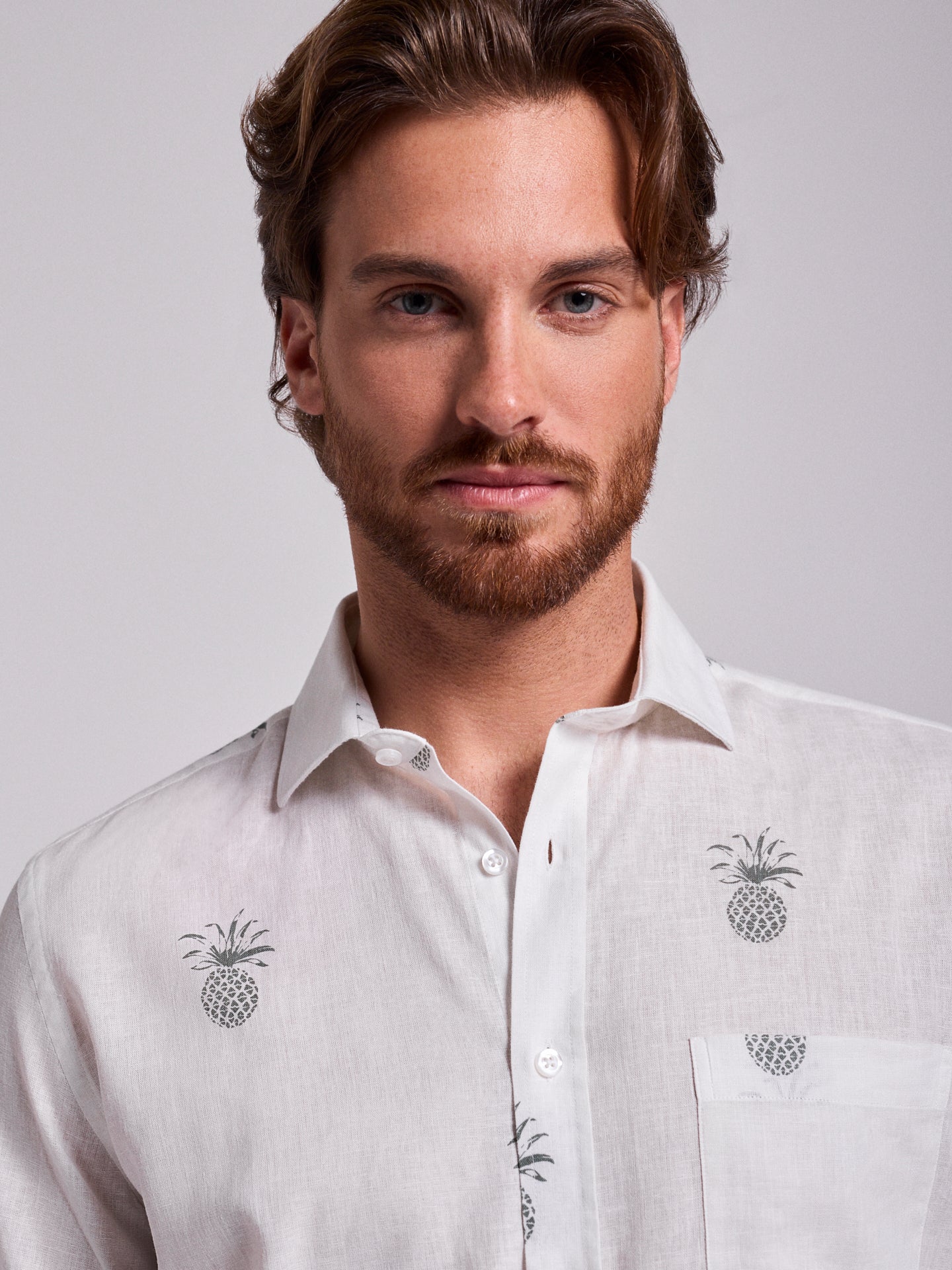 GREEN LINEN SHIRT SHORT SLEEVE REGULAR FIT MR. BLUE