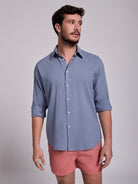 BLUE LINEN SHIRT LONG SLEEVE SLIM FIT MR. BLUE
