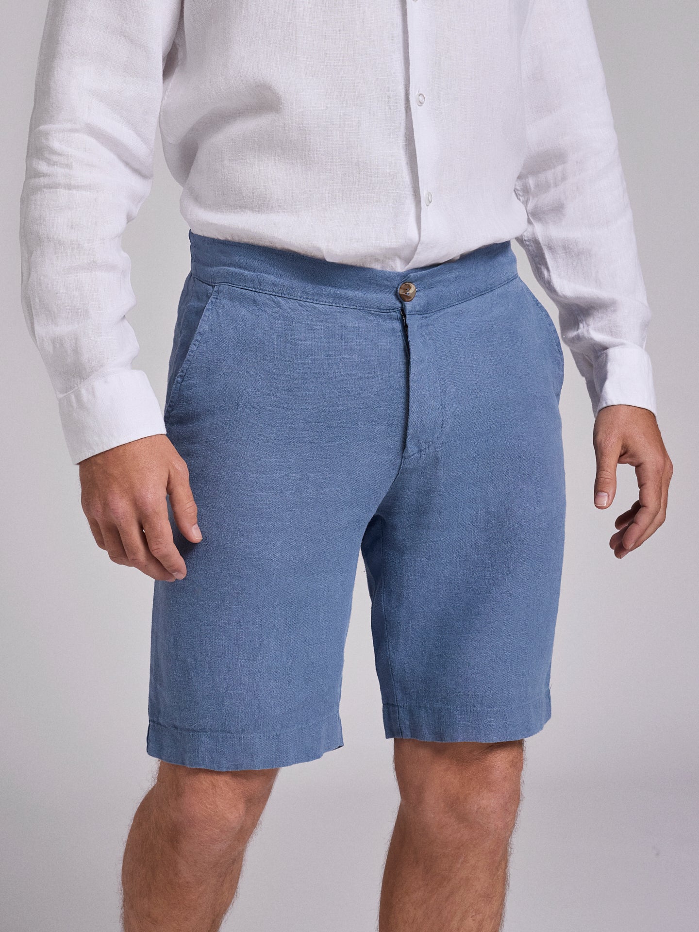 BERMUDA LINHO AZUIS REGULAR FIT MARK BELLUCCI