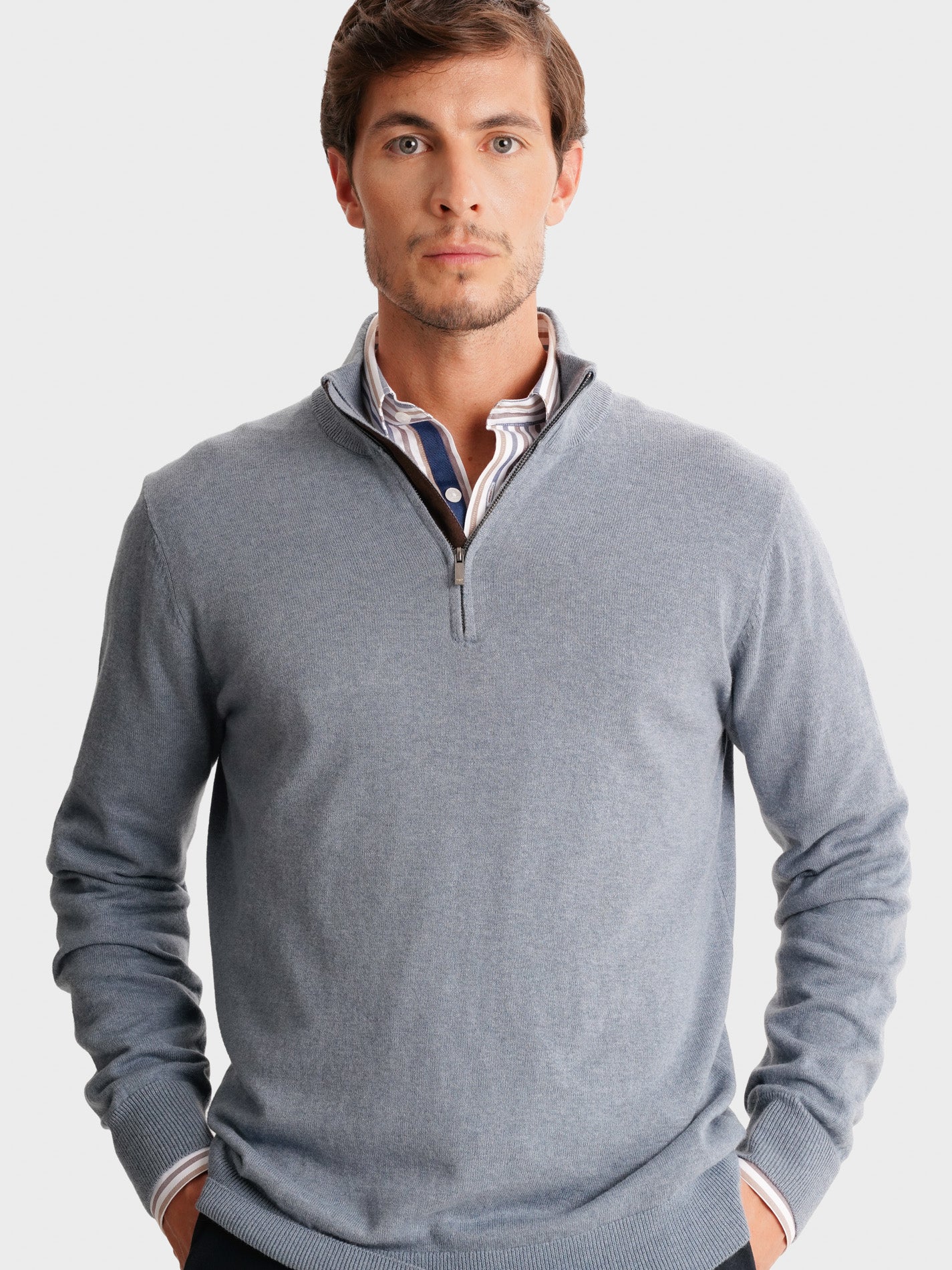 JERSEY FINO AZUL MANGA LARGA REGULAR FIT MR. AZUL