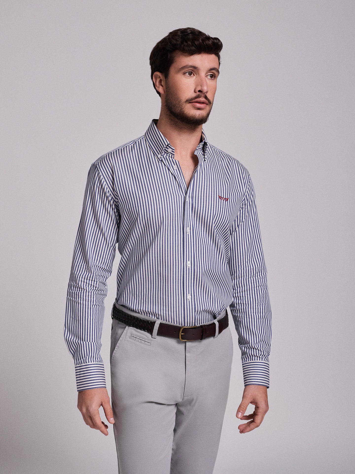 Camisa Algodão Azul Manga Comprida Regular Fit Mr. Blue