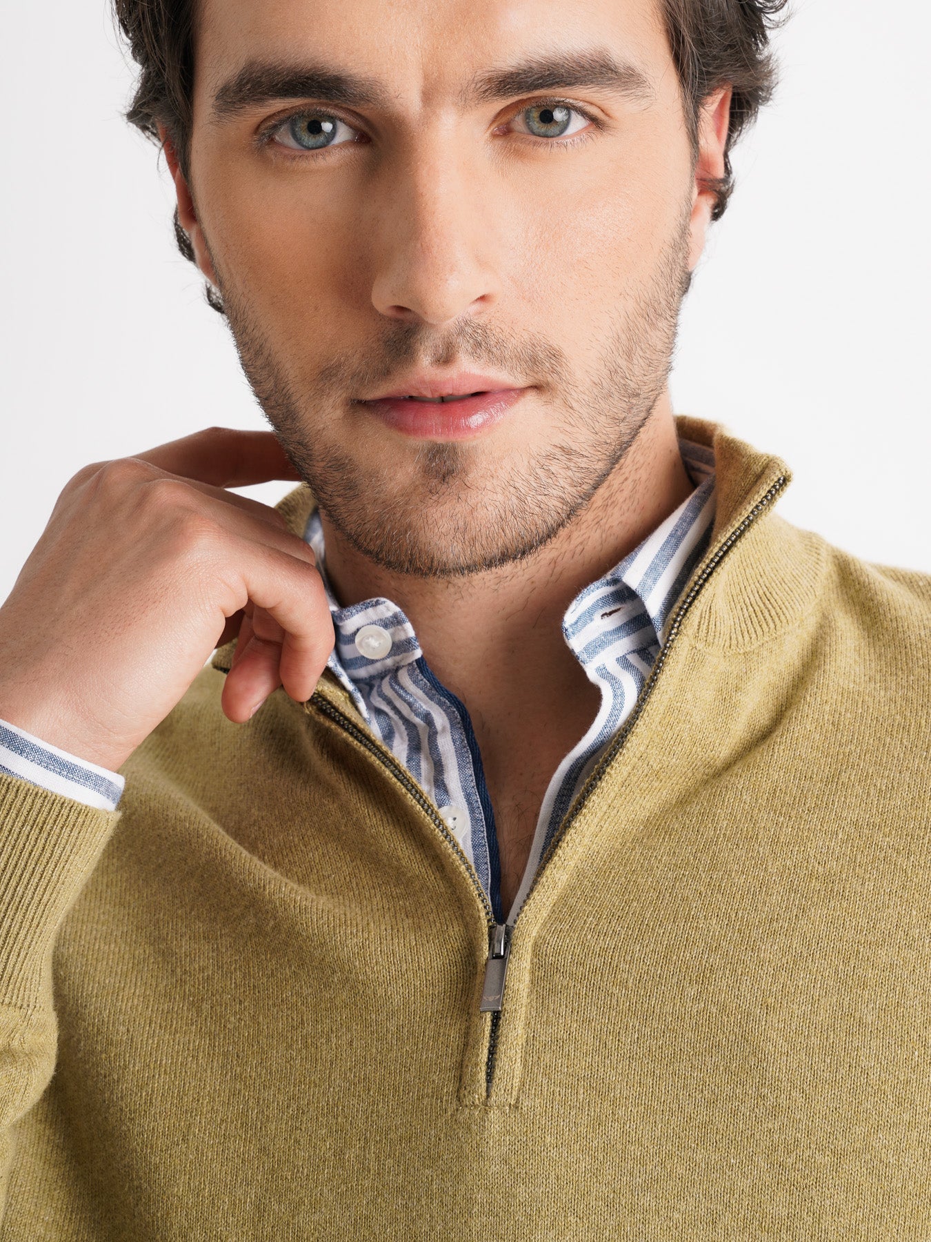 Mr. Blue Thin Green Cashmere Pullover