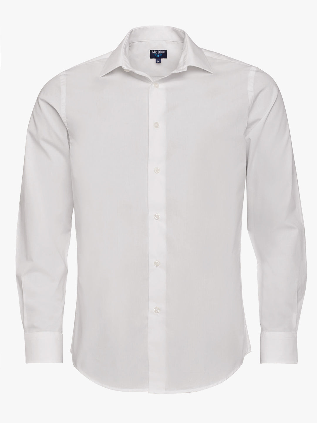 WHITE POPELINE SHIRT LONG SLEEVE SLIM FIT MR. BLUE