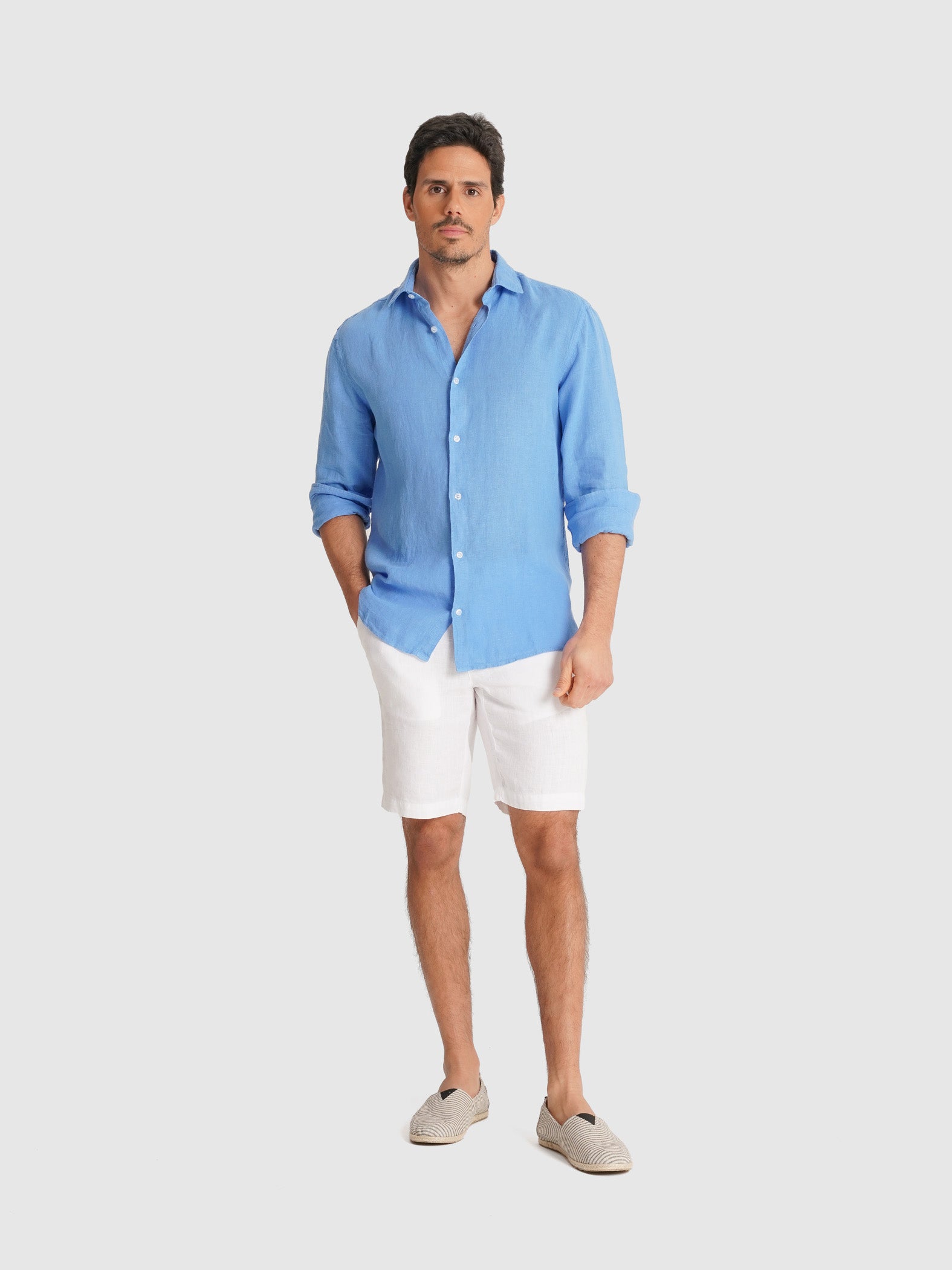 TAILORED FIT LONG SLEEVE BLUE SHIRT MARK BELLUCCI