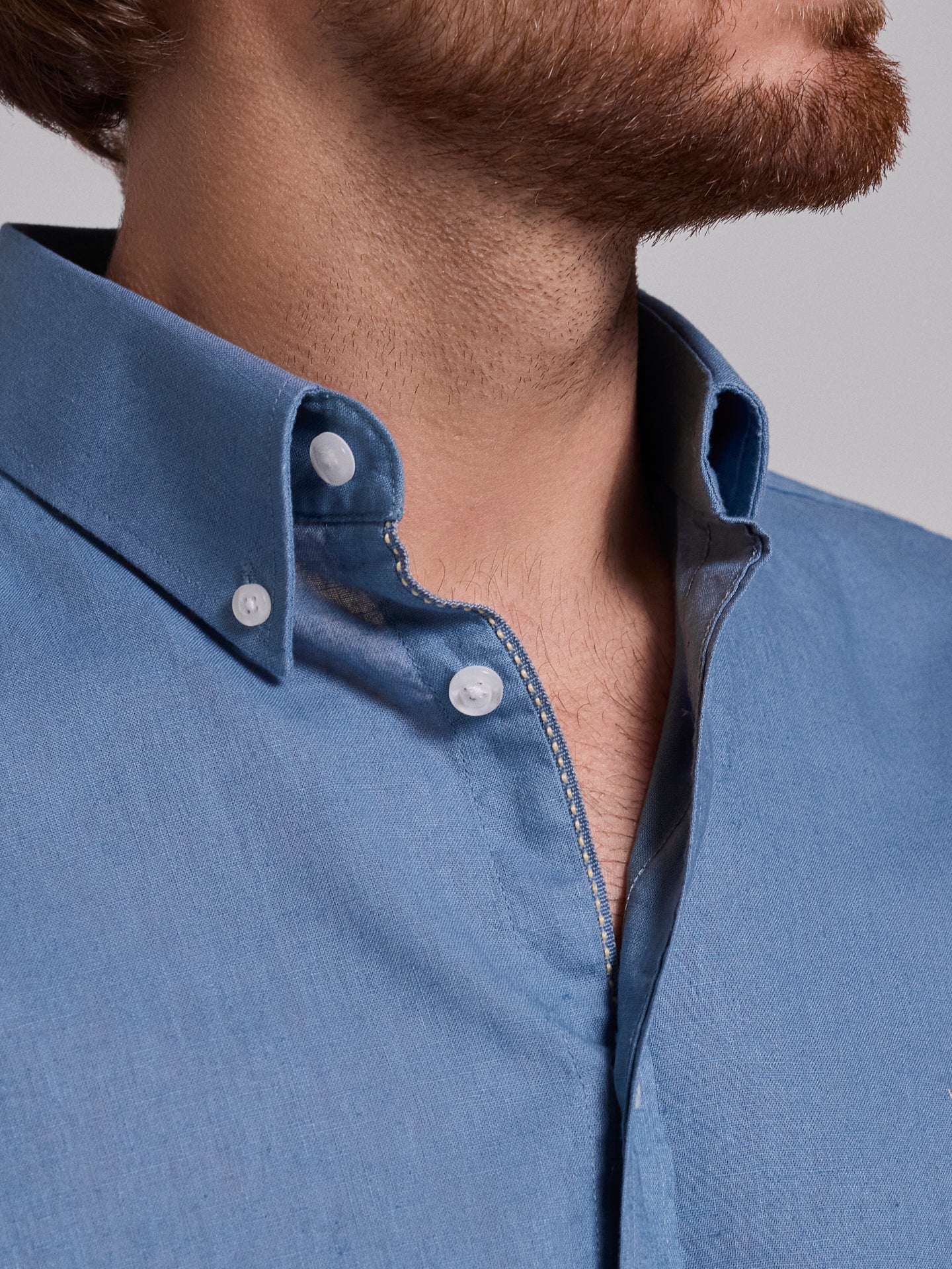 Camisa Linho Azul Manga Comprida Regular Fit Mr. Blue