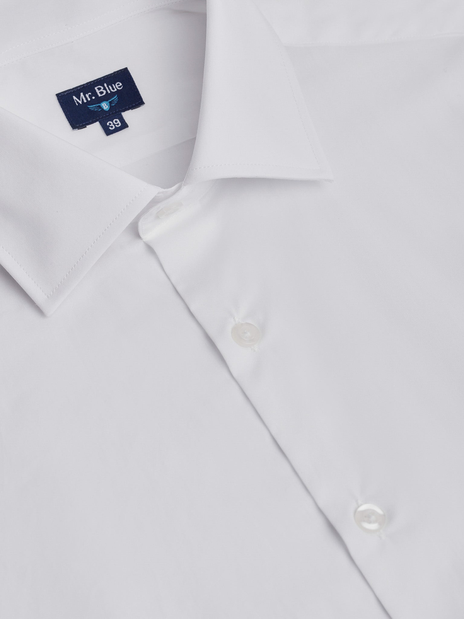 Camisa Algodão Branca Manga Comprida Classic Fit Mr. Blue