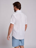 WHITE LINEN SHIRT SHORT SLEEVE REGULAR FIT MR. BLUE