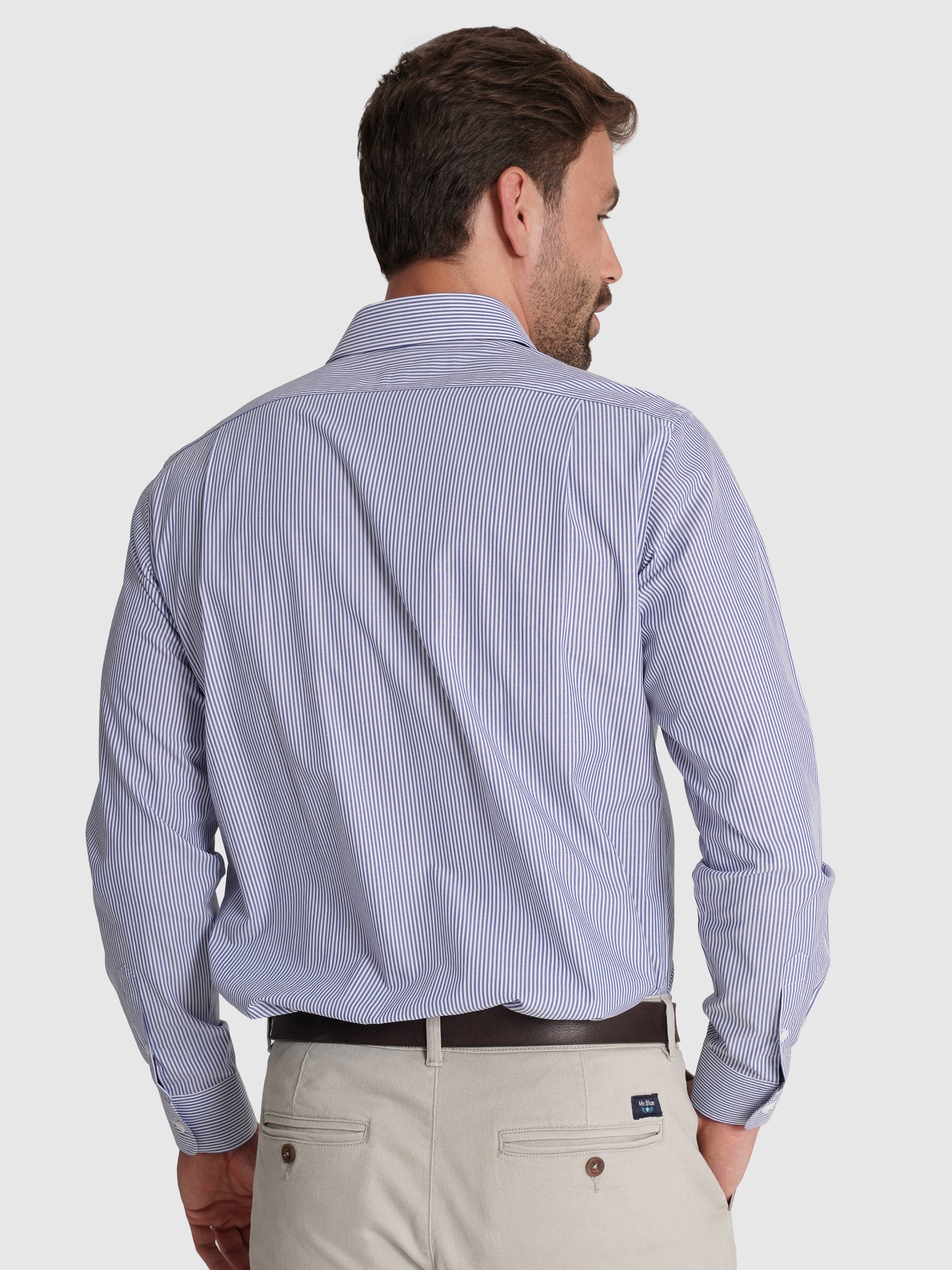Camisa Algodão Azul Manga Comprida Classic Fit Mr. Blue