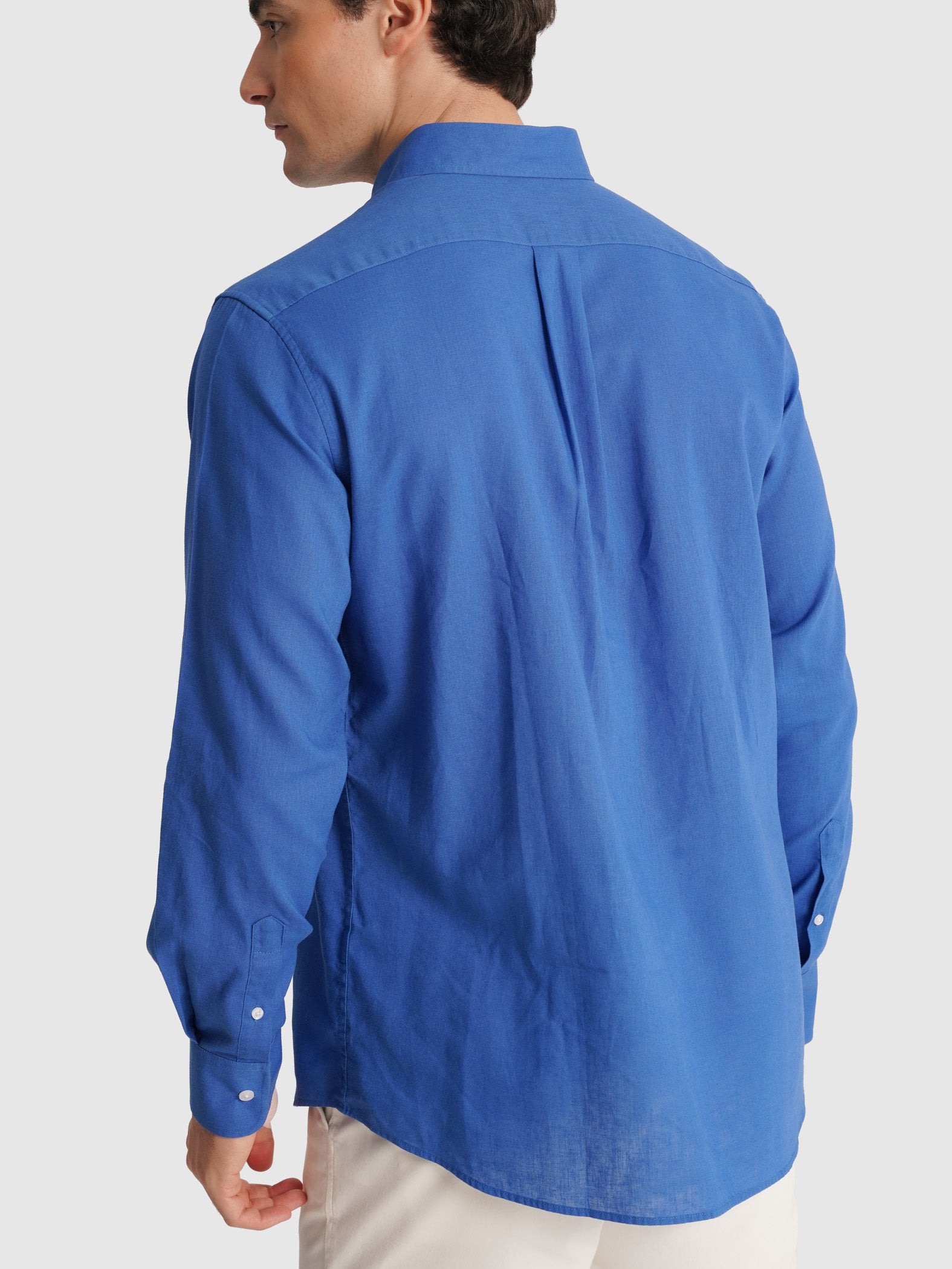 BLUE LONG SLEEVE REGULAR FIT MR SHIRT. BLUE