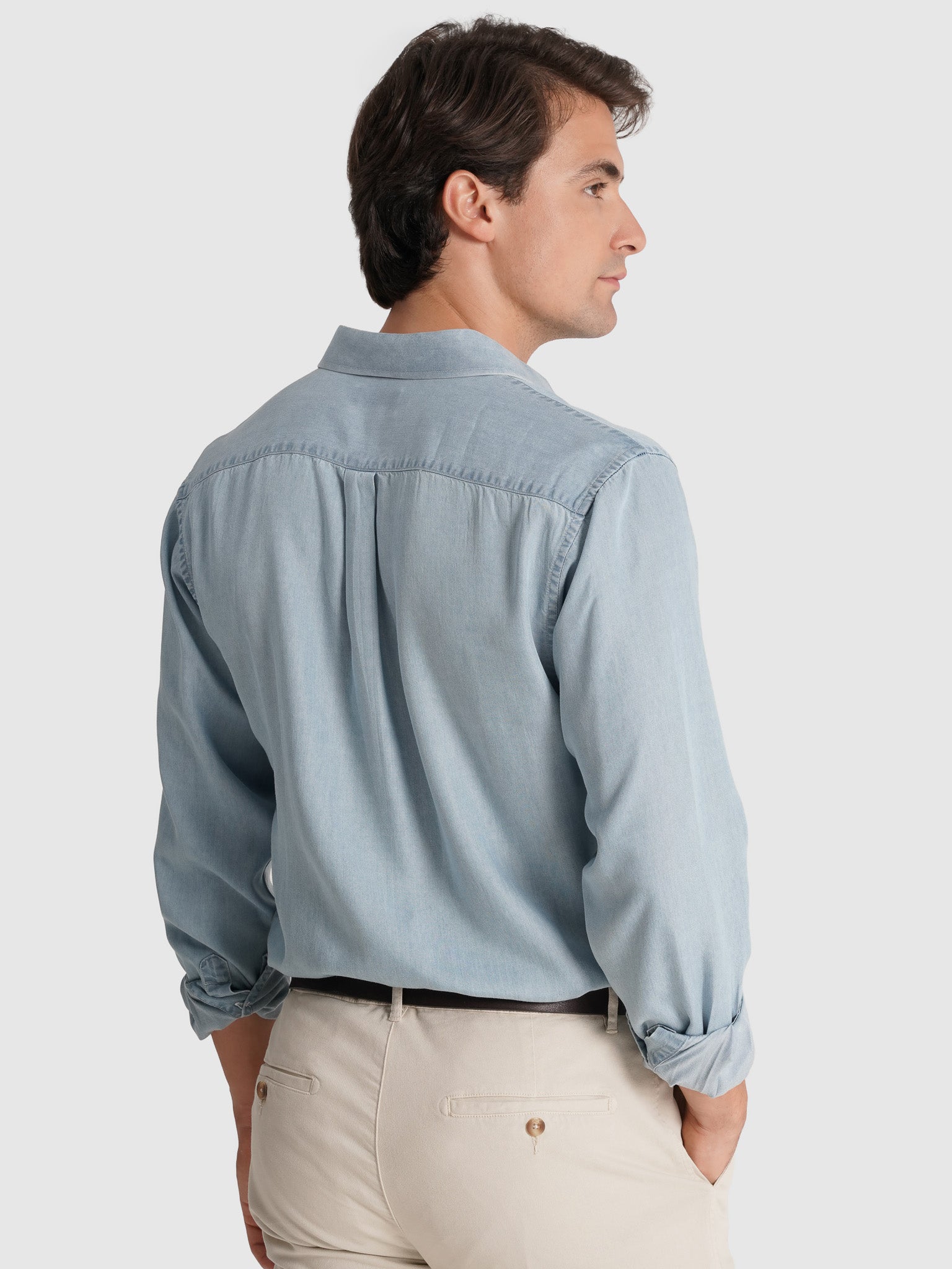 TAILORED FIT LONG SLEEVE BLUE COTTON SHIRT MARK BELLUCCI