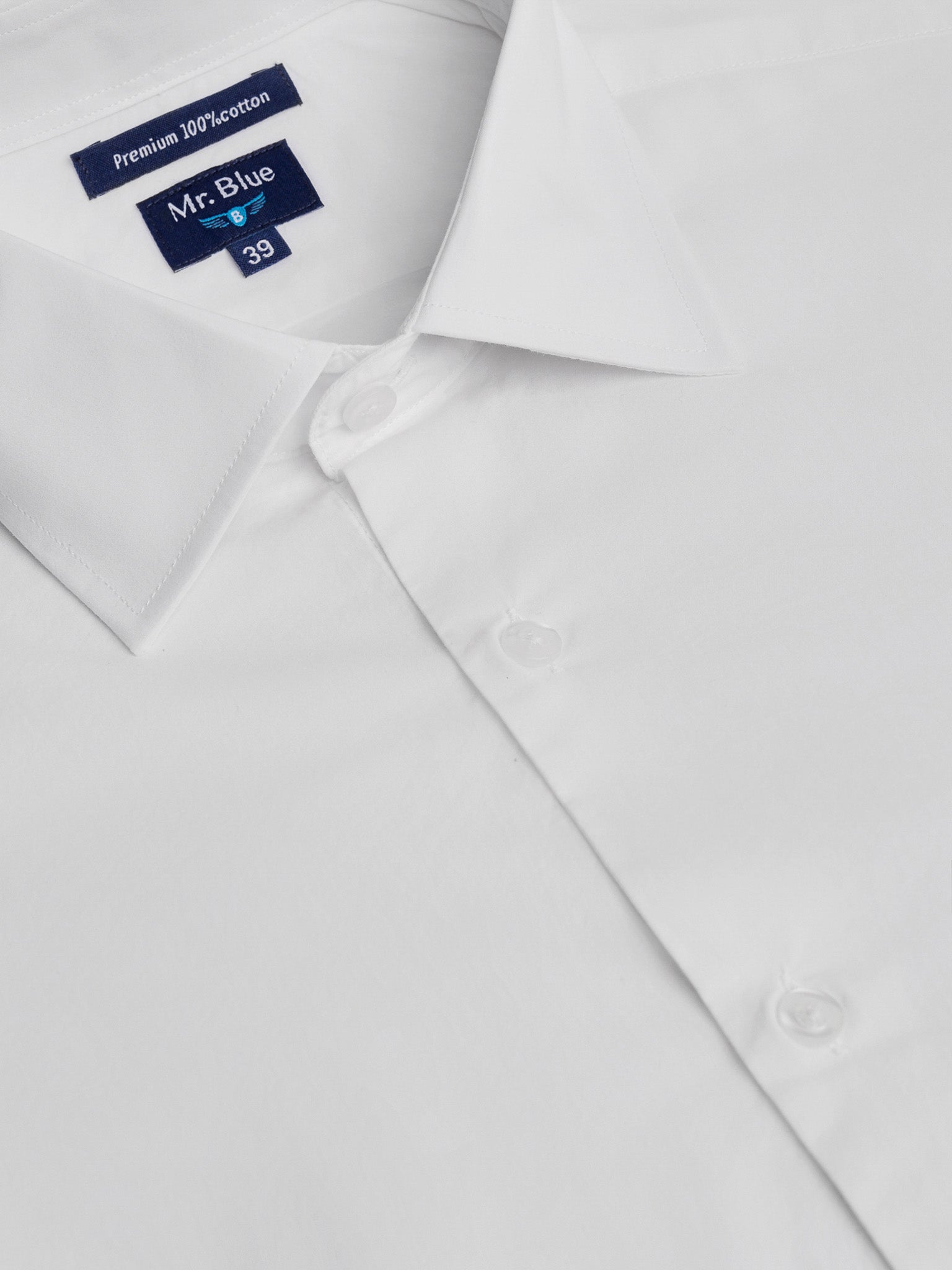 Camisa Algodão Branca Manga Comprida Classic Fit Mr. Blue
