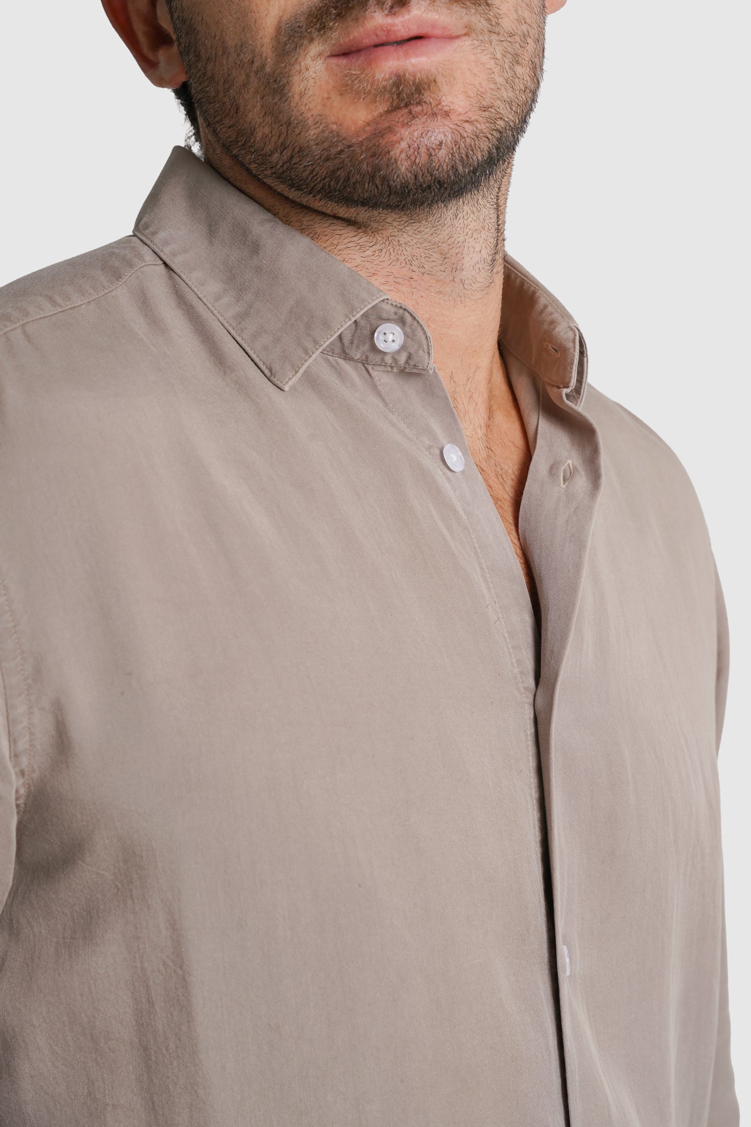 CAMISA TENCEL REGULAR FIT BEGE LISA MARK BELLUCCI