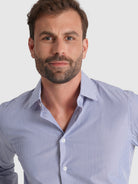 Camisa Algodão Azul Manga Comprida Classic Fit Mr. Blue