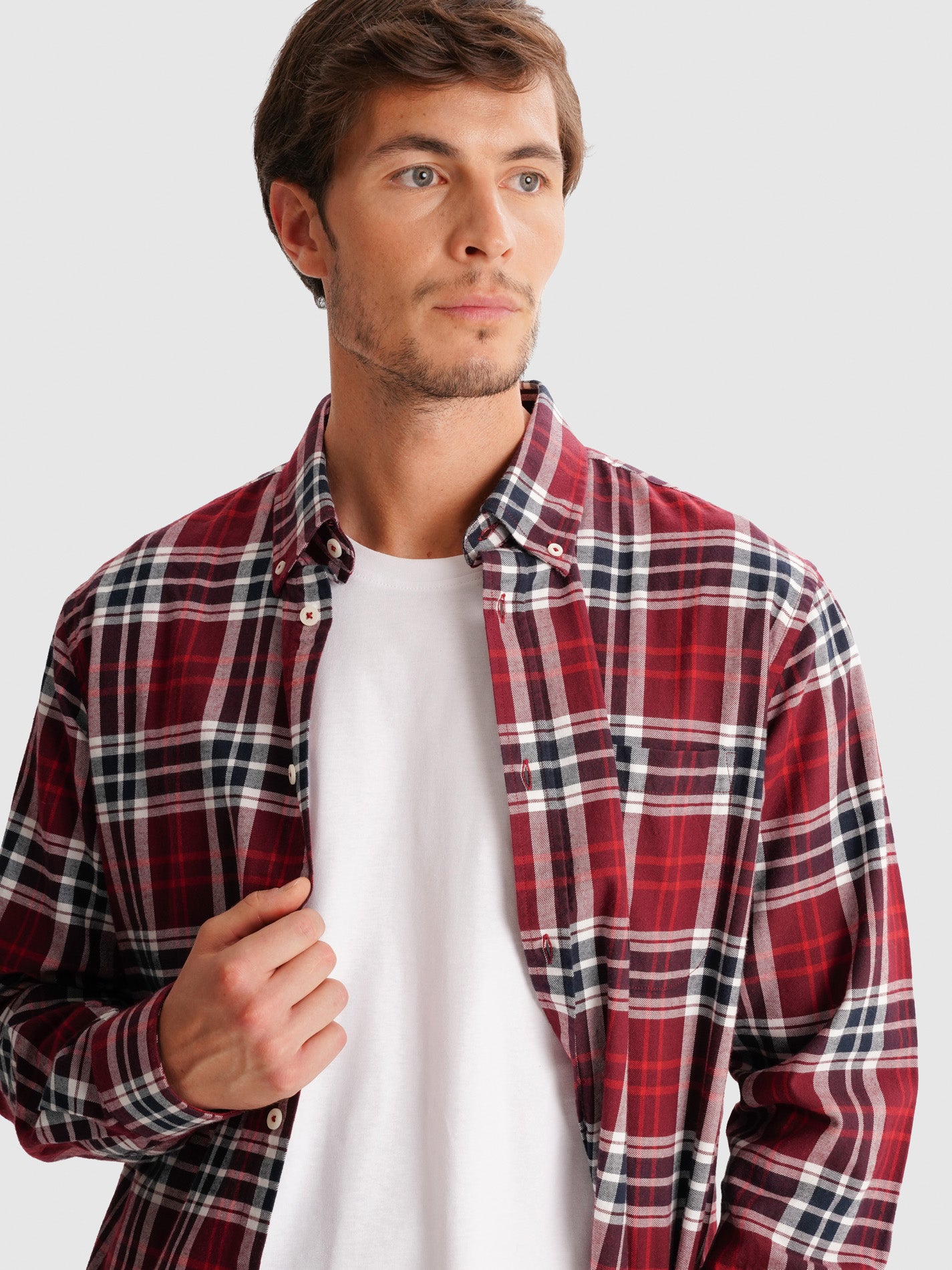 CAMISA FRANELA REGULAR ROJA CAMISA FRANELA REGULAR FIT MR. AZUL
